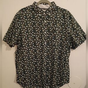 Penguin Men's Floral Short Sleeve Shirt - Black and White Sz XL